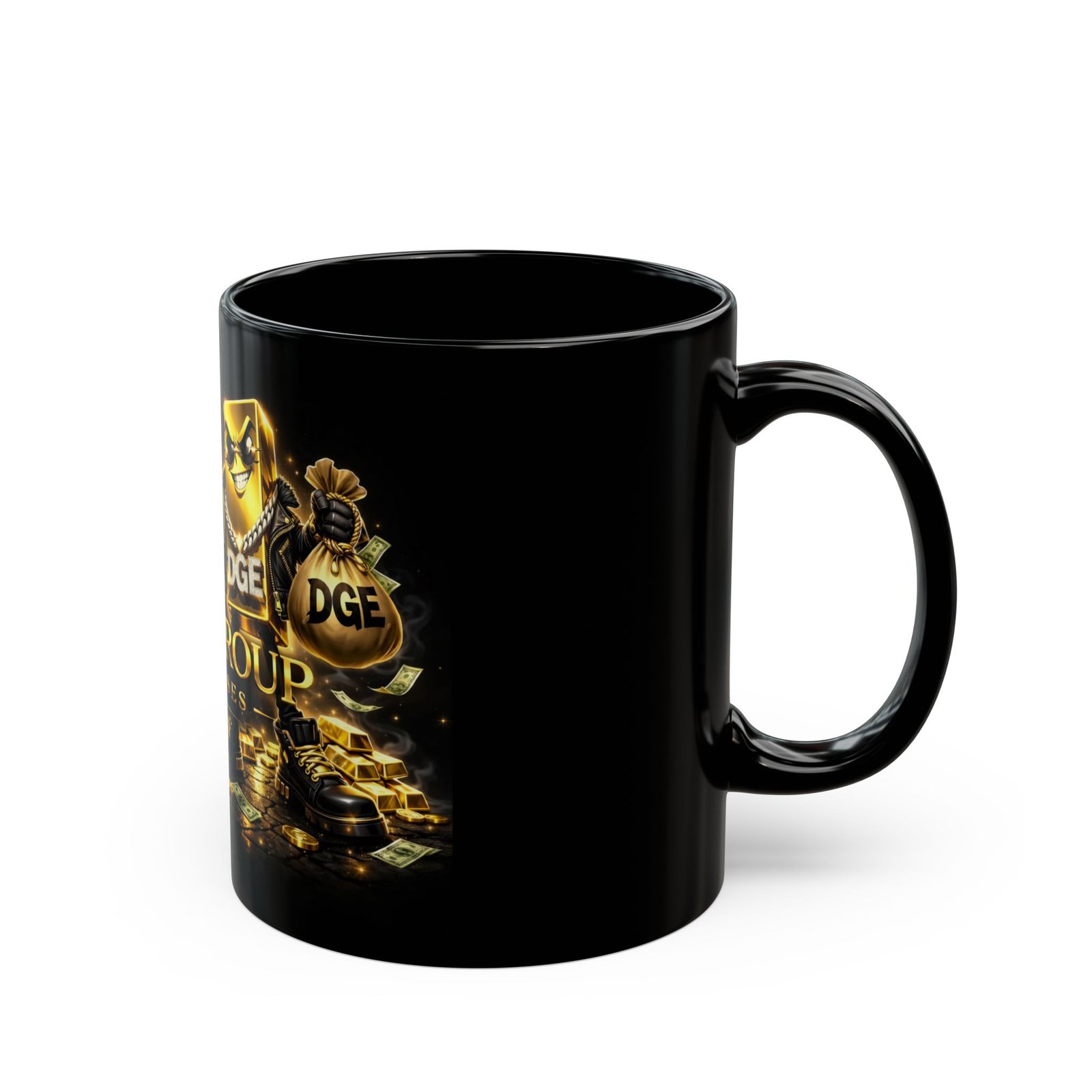 Dingee Group Gold Logo Black Coffee Mug – 11oz / 15oz - Image 2