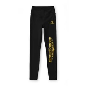 Dingee Group Black Luxe Leggings — Gold Logo & Side Print