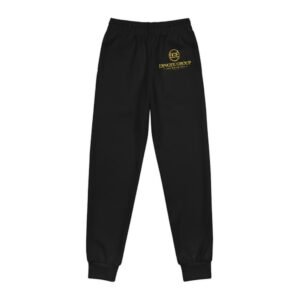 Youth Black Joggers — 'Empire Group' Gold Logo Sweatpants for Kids